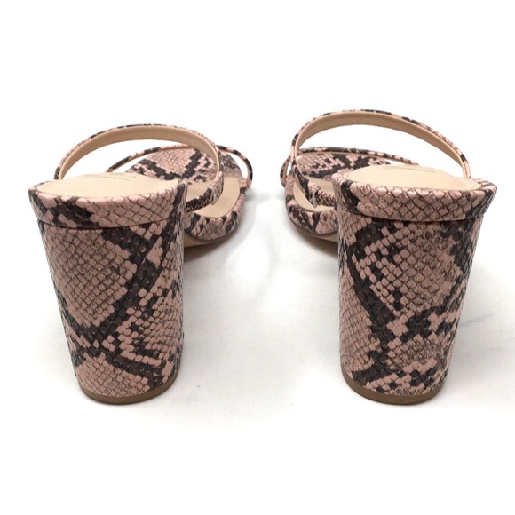 Nanette Lepore Mia Women's Size 7.5 Pink Snake Slide Block Heel Sandals Shoes - Picture 6 of 7